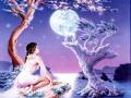 background: fairy angel with unicorn